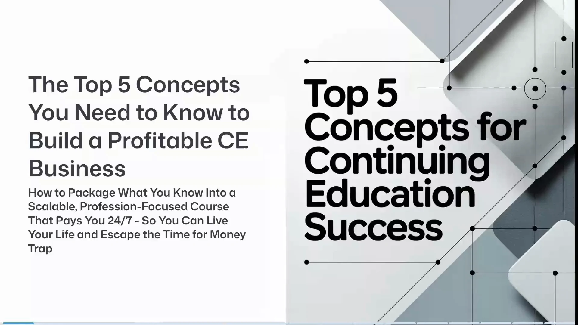 Title slide for the Top 5 Concepts for Continuing Education Success masterclass